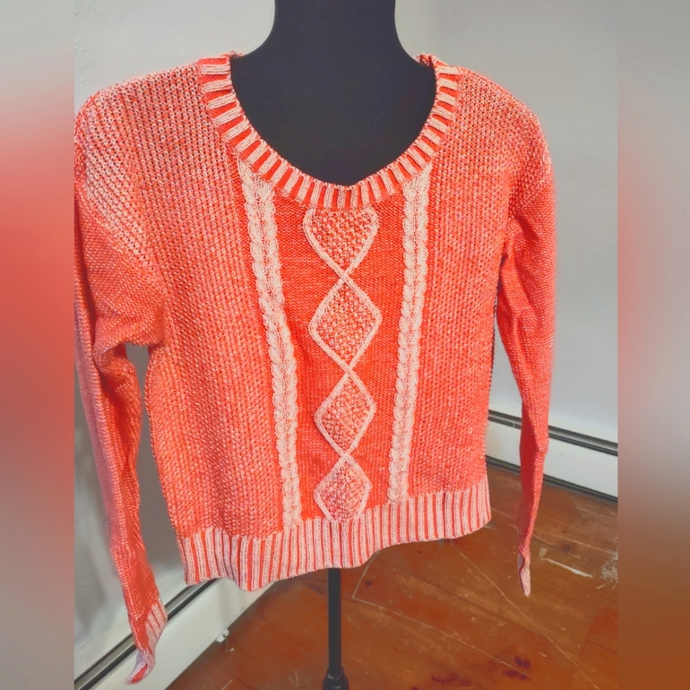 SOLD Coral Mossimo Supply co. Lg Sweater cozy cable knit - Picture 1 of 3